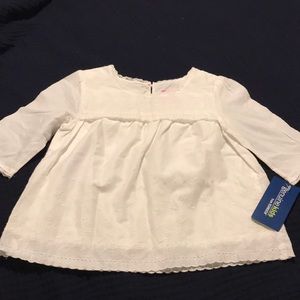 NWT Oshkosh genuine kids white tunic/shirt with white floral embroidery Size 5T